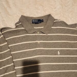 Polo by Ralph Lauren Men's Polo in Gray and White Stripes